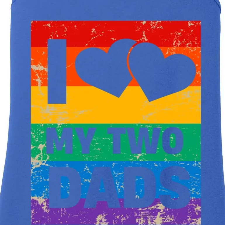 Funny I Love My Two Dads Rainbow Pride Lgbt Flag Funny Gift Ladies Essential Tank