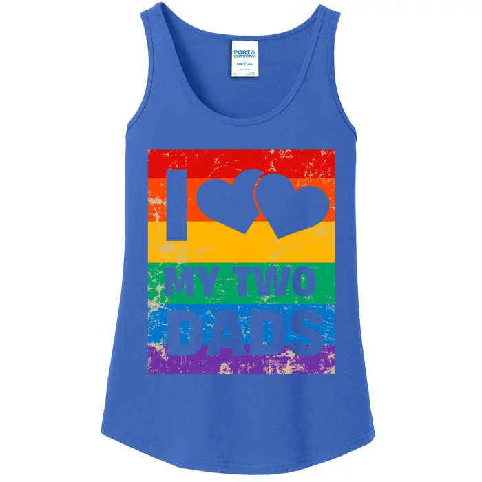 Funny I Love My Two Dads Rainbow Pride Lgbt Flag Funny Gift Ladies Essential Tank