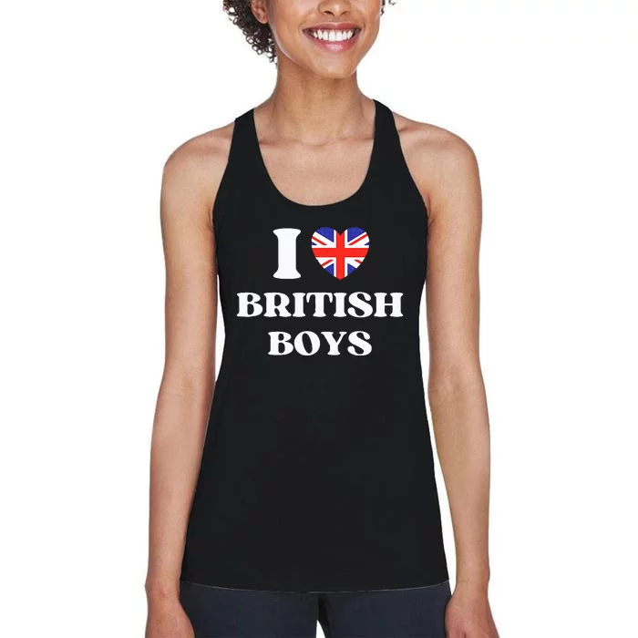 Funny I Love British I Red Heart British Britain Women's Racerback Tank