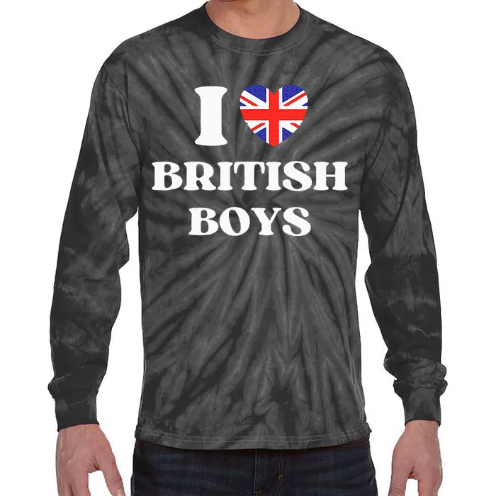 Funny I Love British I Red Heart British Britain Tie-Dye Long Sleeve Shirt