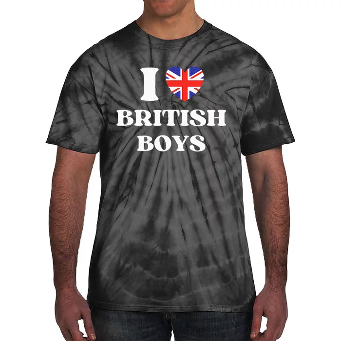 Funny I Love British I Red Heart British Britain Tie-Dye T-Shirt