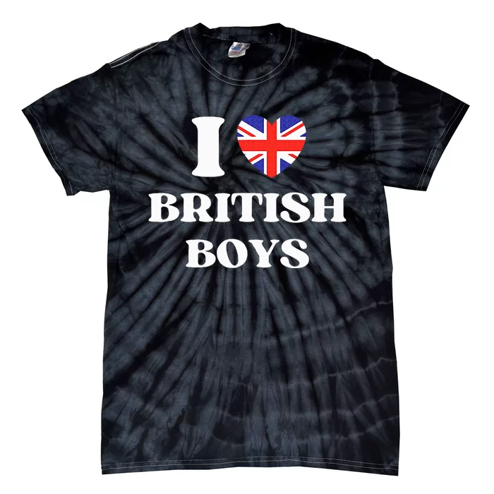 Funny I Love British I Red Heart British Britain Tie-Dye T-Shirt