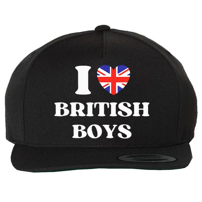 Funny I Love British I Red Heart British Britain Wool Snapback Cap