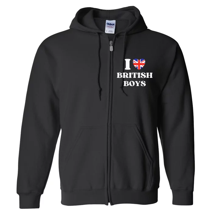 Funny I Love British I Red Heart British Britain Full Zip Hoodie