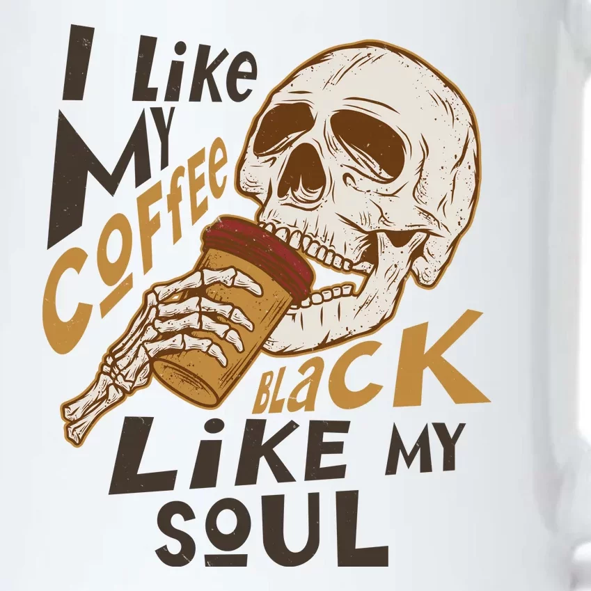 Funny I Like My Coffee Black Like My Soul Skeleton Coffee Lover Black Color Changing Mug