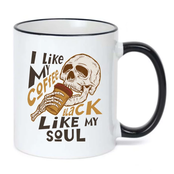 Funny I Like My Coffee Black Like My Soul Skeleton Coffee Lover Black Color Changing Mug