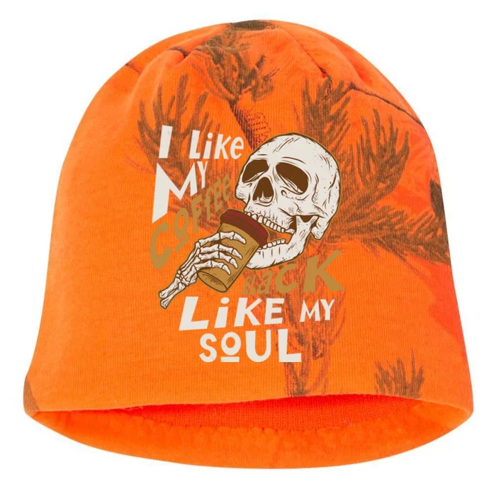 Funny I Like My Coffee Black Like My Soul Skeleton Coffee Lover Kati - Camo Knit Beanie