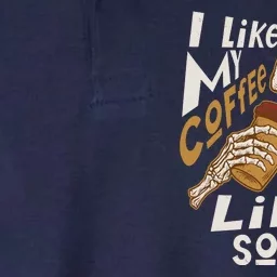 Funny I Like My Coffee Black Like My Soul Skeleton Coffee Lover Softstyle Adult Sport Polo