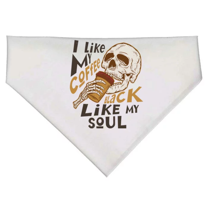 Funny I Like My Coffee Black Like My Soul Skeleton Coffee Lover USA-Made Doggie Bandana