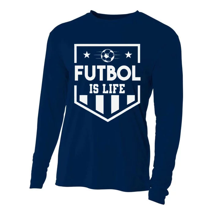 FúTbol Is Life Funny Vintage Football Lover Soccer Cooling Performance Long Sleeve Crew