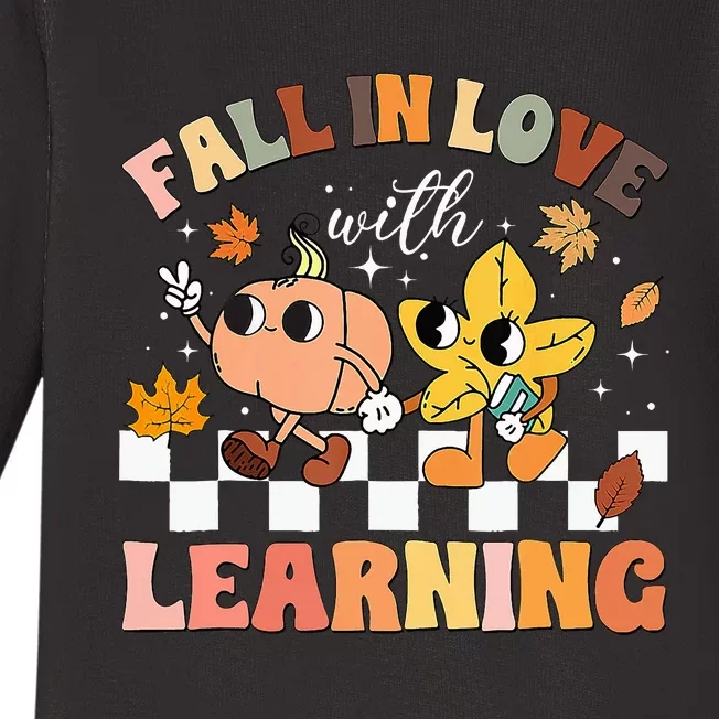 Fall In Love With Learning Thanksgiving Teacher Baby Long Sleeve Bodysuit