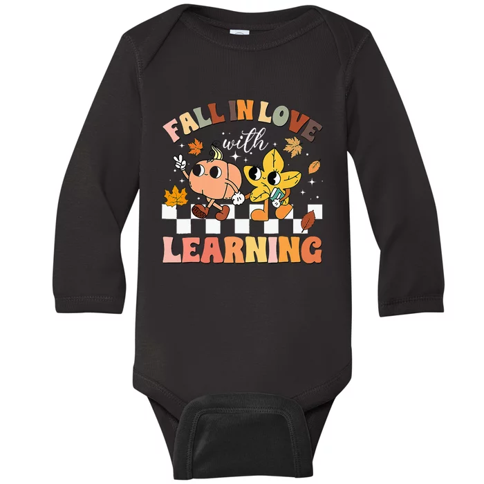 Fall In Love With Learning Thanksgiving Teacher Baby Long Sleeve Bodysuit