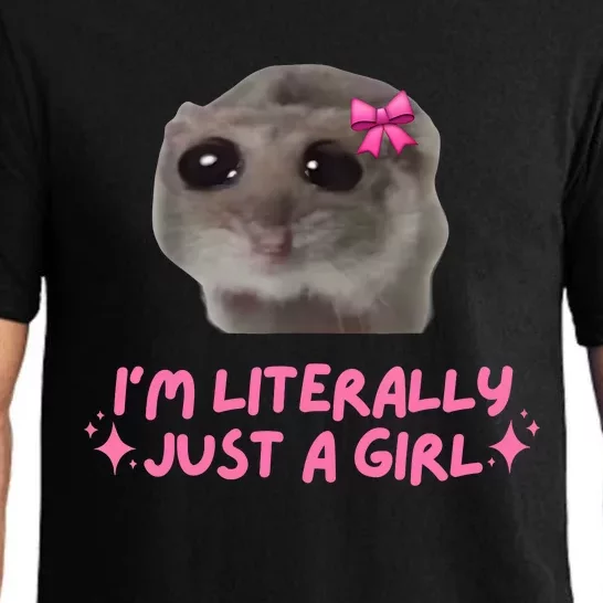 Funny IM Literally Just A Girl Sad Hamster Meme Pajama Set