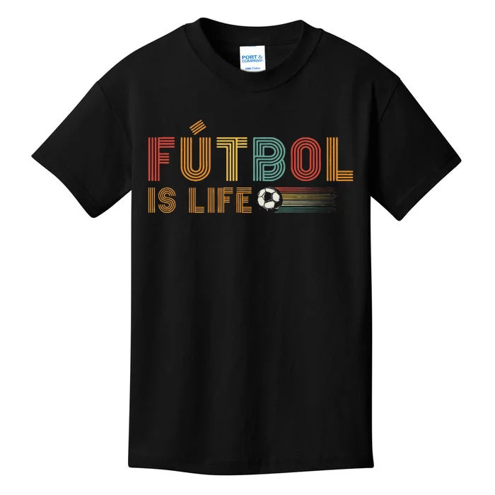 Futbol Is Life Football Lover Soccer Funny Vintage Kids T-Shirt