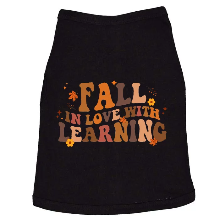 Fall In Love With Learning Fall Teacher Thanksgiving Retro Doggie Tank