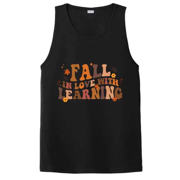 Fall In Love With Learning Fall Teacher Thanksgiving Retro Performance Tank