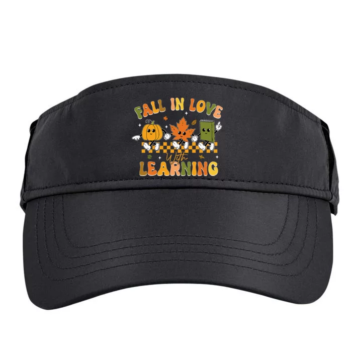 Fall In Love With Learning Retro Pumpkin Thanksgiving Adult Drive Performance Visor