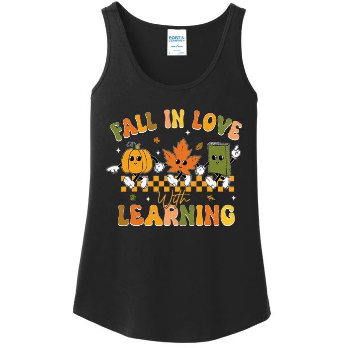 Fall In Love With Learning Retro Pumpkin Thanksgiving Ladies Essential Tank