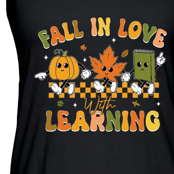 Fall In Love With Learning Retro Pumpkin Thanksgiving Ladies Essential Flowy Tank