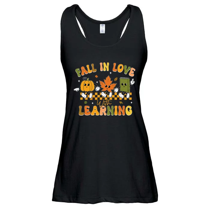 Fall In Love With Learning Retro Pumpkin Thanksgiving Ladies Essential Flowy Tank