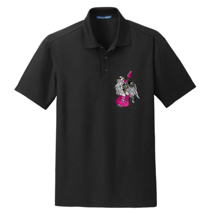 Funny I Love Rock And Roll Guitar Angel Wings Dry Zone Grid Performance Polo