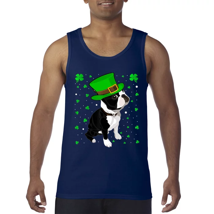 Funny Irish Leprechaun Hat Boston Terrier St. Patrick's Day Tank Top