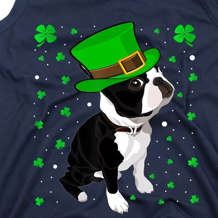 Funny Irish Leprechaun Hat Boston Terrier St. Patrick's Day Tank Top