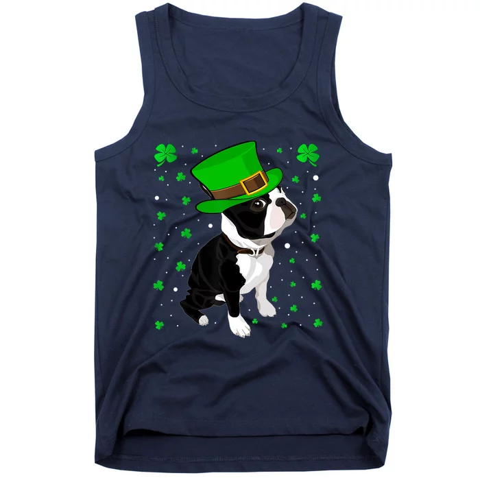 Funny Irish Leprechaun Hat Boston Terrier St. Patrick's Day Tank Top