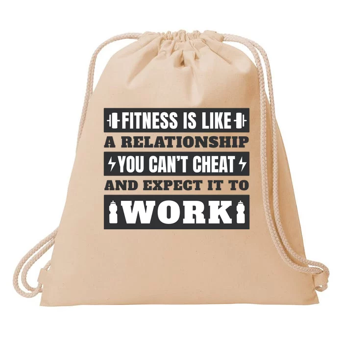 Fitness Is Like A Relationship You Can't Cheat Motivational Drawstring Bag