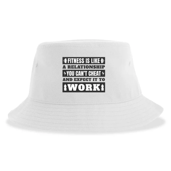 Fitness Is Like A Relationship You Can't Cheat Motivational Sustainable Bucket Hat