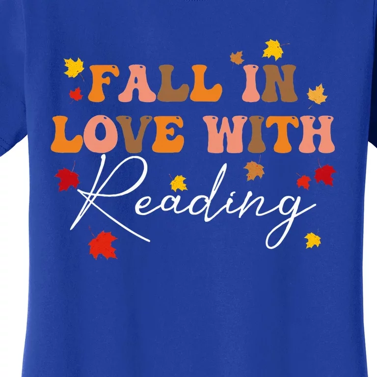 Fall In Love With Reading Fall Leaves Autumn Thanksgiving Women's T-Shirt