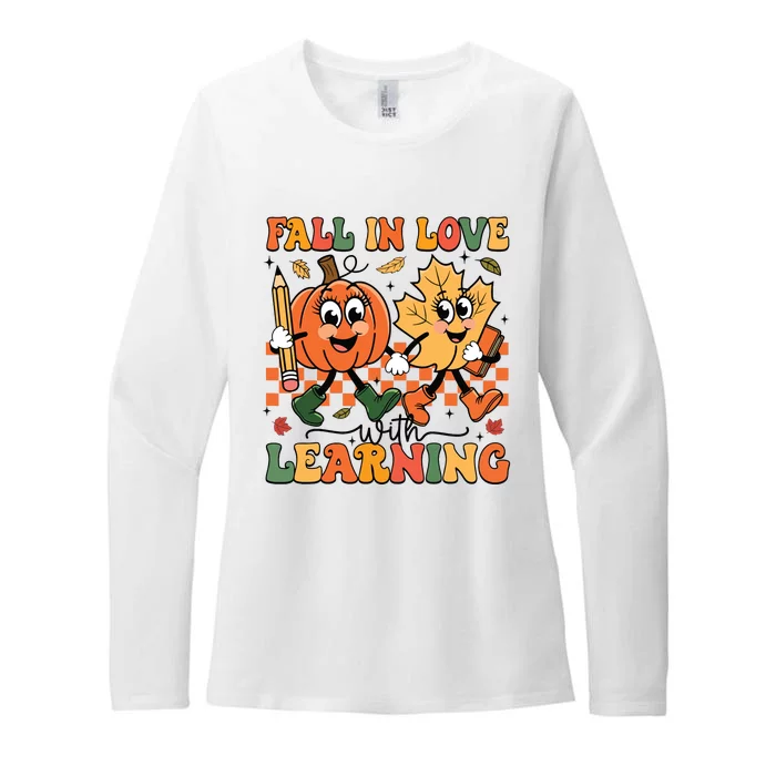 Fall In Love With Learning Thanksgiving Teacher Student Womens CVC Long Sleeve Shirt