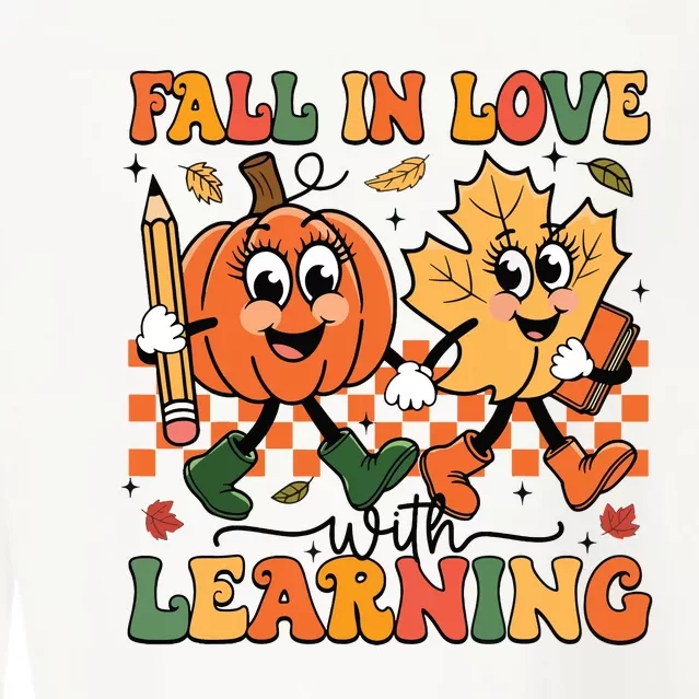 Fall In Love With Learning Thanksgiving Teacher Student Cropped Pullover Crew