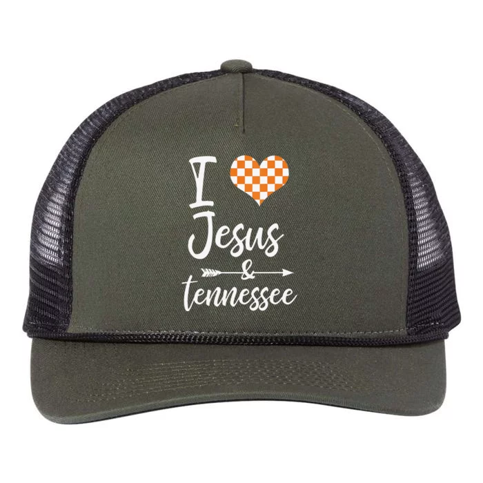 Funny I Love Jesus And Tennessee Orange Heart Cute Fan Retro Rope Trucker Hat Cap