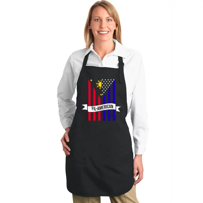 FillAmerican Filipino Philippines USA Flag Full-Length Apron With Pocket