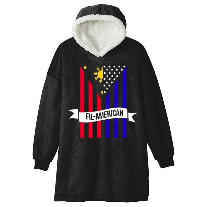 FillAmerican Filipino Philippines USA Flag Hooded Wearable Blanket