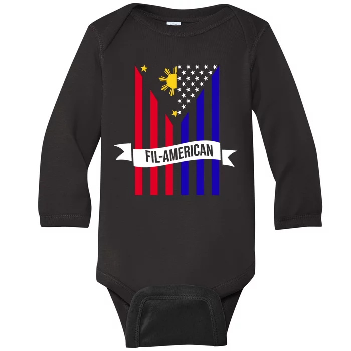 FillAmerican Filipino Philippines USA Flag Baby Long Sleeve Bodysuit