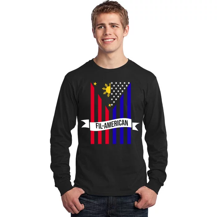 FillAmerican Filipino Philippines USA Flag Tall Long Sleeve T-Shirt