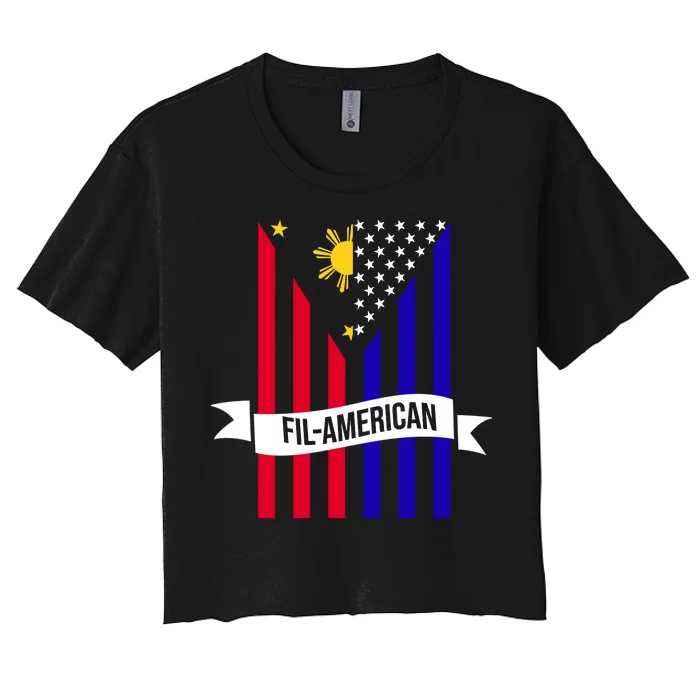 FillAmerican Filipino Philippines USA Flag Women's Crop Top Tee