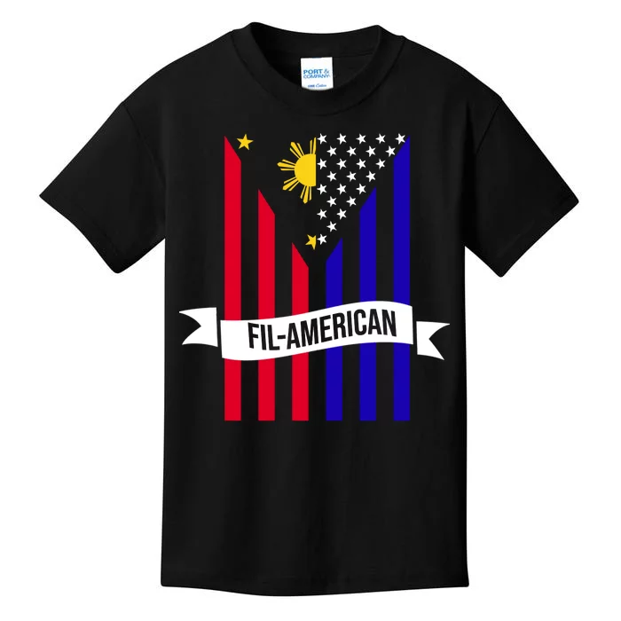 FillAmerican Filipino Philippines USA Flag Kids T-Shirt