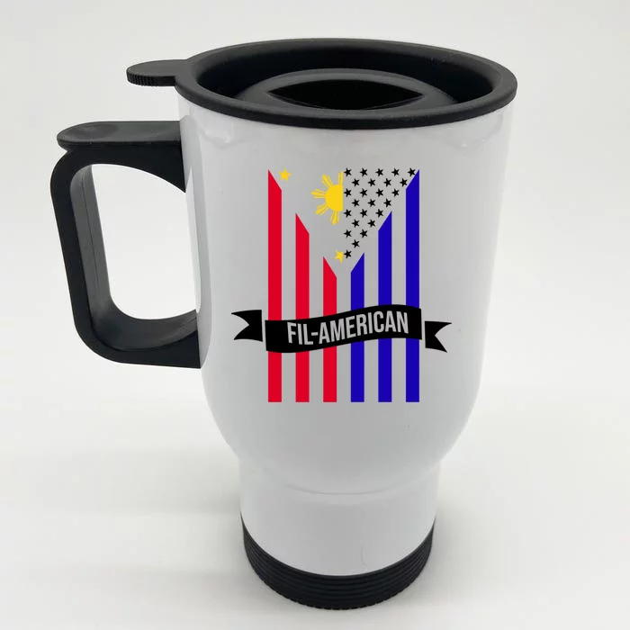 FillAmerican Filipino Philippines USA Flag Front & Back Stainless Steel Travel Mug