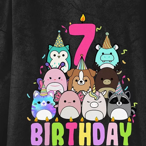 Funny Its My 7th Birthday Squish Squad Mallow Girl K.Ids Cute Gift Hooded Wearable Blanket