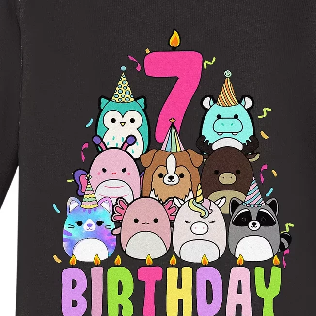 Funny Its My 7th Birthday Squish Squad Mallow Girl K.Ids Cute Gift Baby Long Sleeve Bodysuit