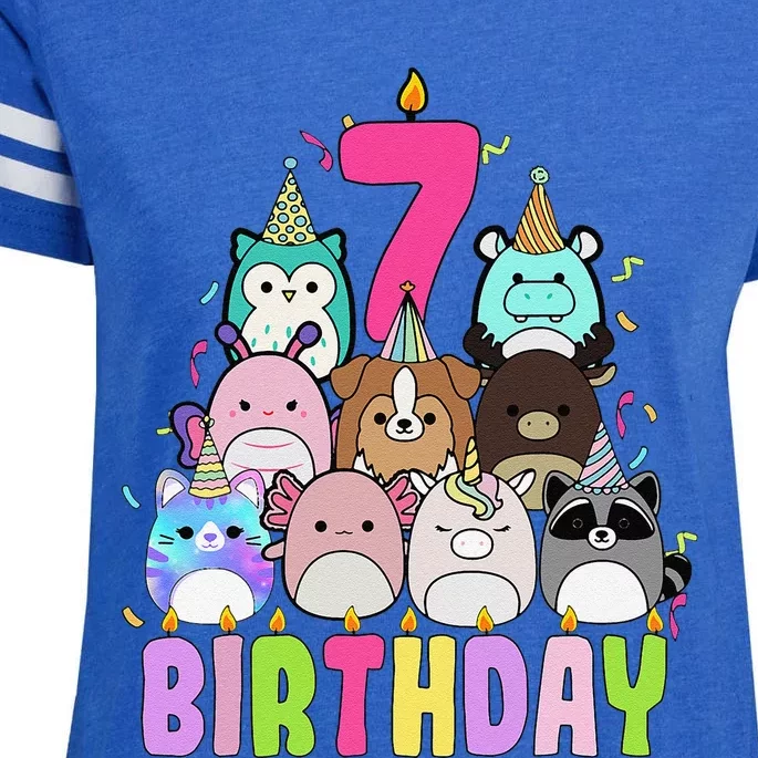 Funny Its My 7th Birthday Squish Squad Mallow Girl K.Ids Cute Gift Enza Ladies Jersey Football T-Shirt