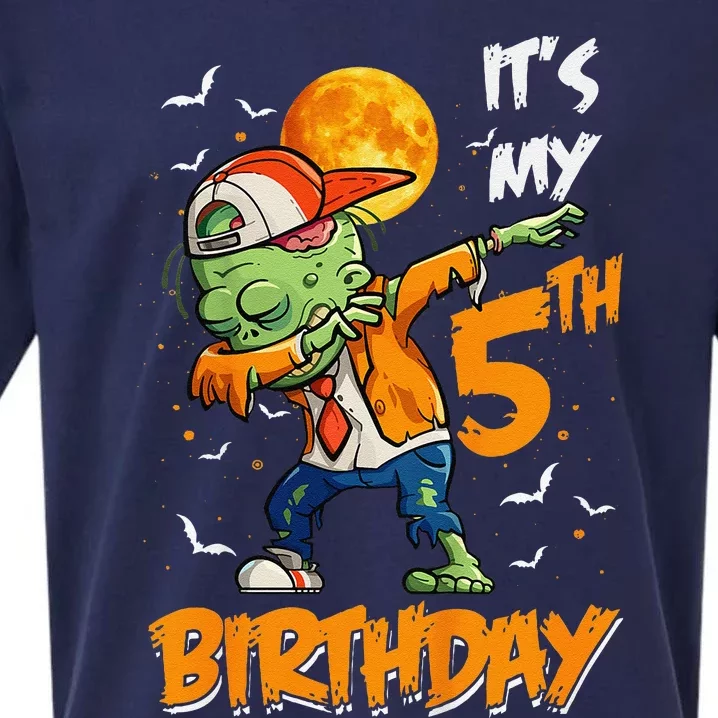 Funny Its My 5th Birthday Dabbing Zombie Halloween Costume Sueded Cloud Jersey T-Shirt