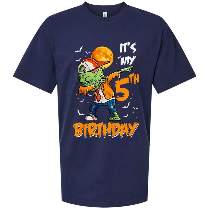 Funny Its My 5th Birthday Dabbing Zombie Halloween Costume Sueded Cloud Jersey T-Shirt