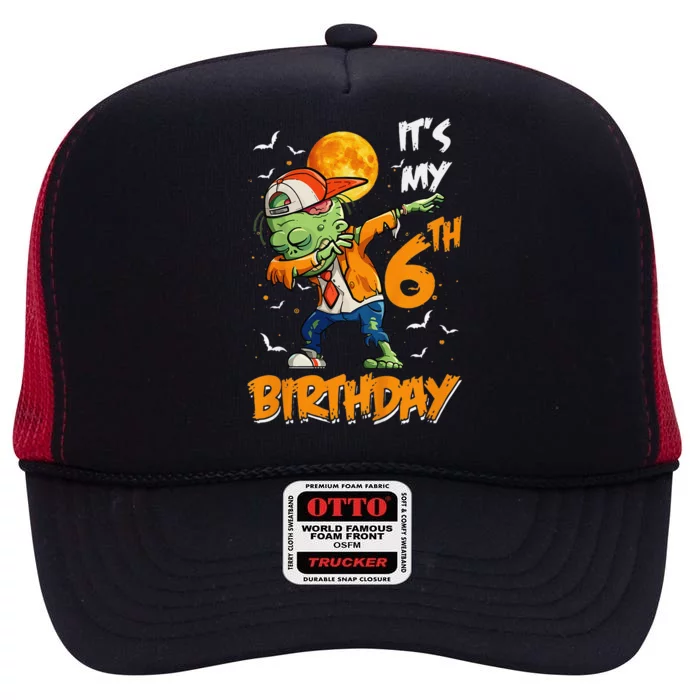 Funny Its My 6th Birthday Dabbing Zombie Halloween Costume High Crown Mesh Trucker Hat