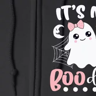 Funny Its My Boo Day Cute Halloween Birthday Ghost Pink Bow Full Zip Hoodie