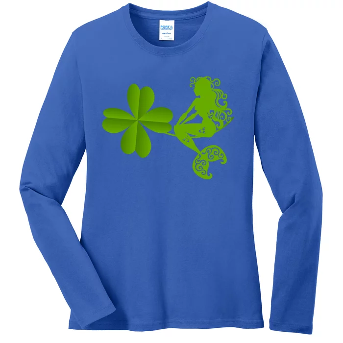 Funny Irish Mermaid Love Shamrock St Patricks Day Funny Gift Ladies Long Sleeve Shirt