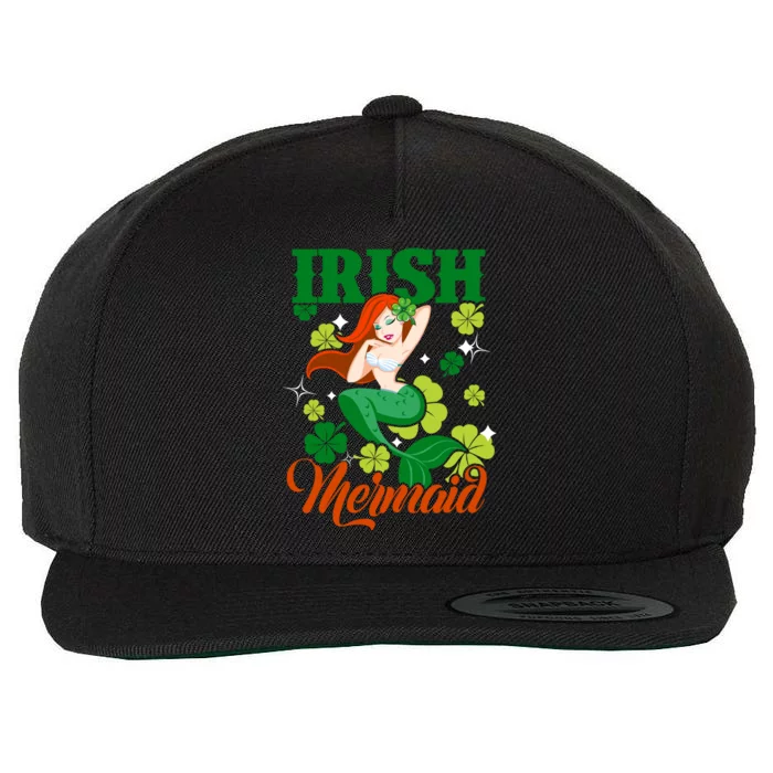 Funny Irish Mermaid St Patrick Day Gift Who Lover Mermaid Cute Gift Wool Snapback Cap